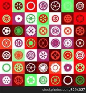 A mosaic consisting of gear of different color