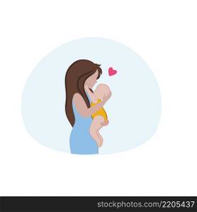 a mother holds a newborn baby in her arms. Family happiness, pregnancy and motherhood. The relationship between mother and child. The concept of love for children. Vector flat cartoon illustration.