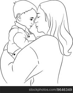 A mother holds small child in her arms Royalty Free Vector