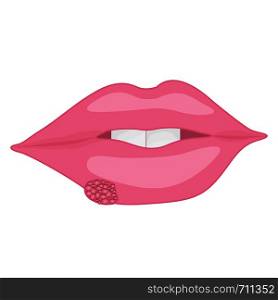 A mouth with a Cold sores on lips vector illustration on a white background isolated Health care concept viral contageous infection