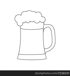 A mug with a frothy drink. Foam beer in a mug, empty outline, simple style isolated on a white background