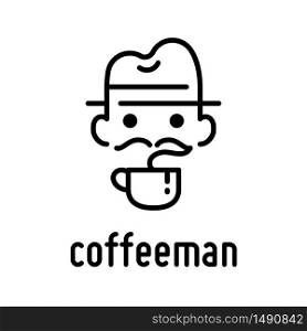 A mustache man with a hat coffee logo design template. Creatvity idea.Coffee logo. - Vector.