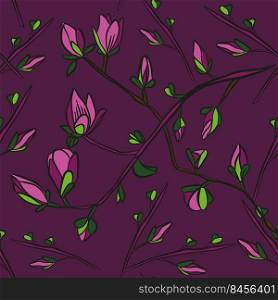 A natural pattern of branches and flowers on a dark background. A natural pattern of branches and flowers
