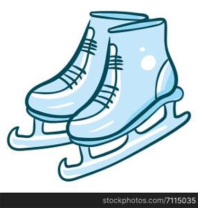 A new ice skating shoe in blue colour , vector, color drawing or illustration.