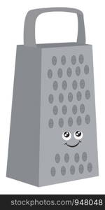 A new silver grater with a happy smiley , vector, color drawing or illustration.