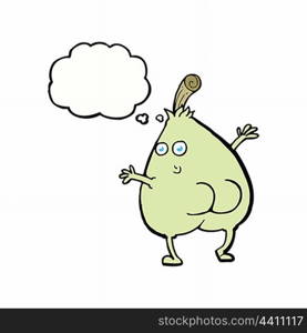 a nice pear cartoon with thought bubble