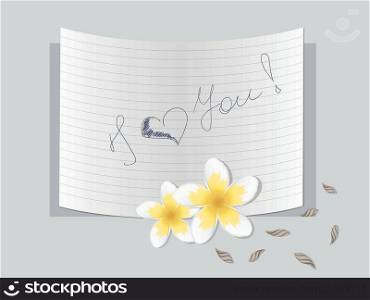 A Note About Love With White Plumeria Flowers