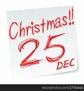 a note of christmas date of calendar