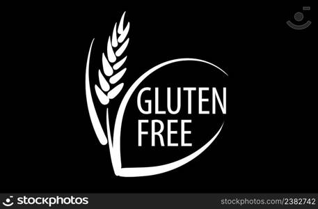 A painted gluten free sign on a black background.. A painted gluten free sign on a black background
