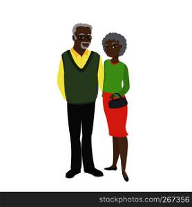 A pair of african american old people, grandparents and isolated on white background,stock cartoon vector illustration. grandparents and isolated on white background