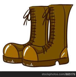 A pair of brown boots, illustration, vector on white background.