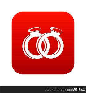 A pair of gold wedding rings in simple style isolated on white background vector illustration. A pair of gold wedding rings icon digital red