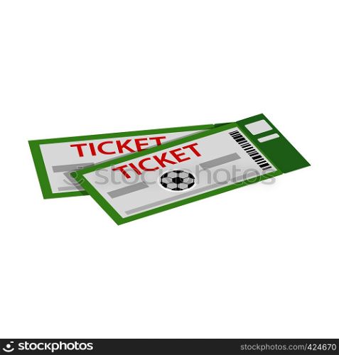 A pair of tickets for football isometric 3d icon on a white background. A pair of tickets for football isometric 3d icon