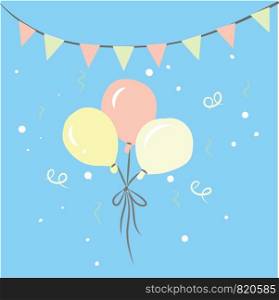 A party decoration with blue background vector or color illustration