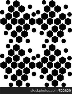 A pattern consisting of hexagons arranged to form an eight and surrounded by black circles vector color drawing or illustration