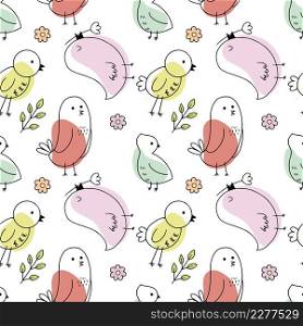 A pattern for sewing children’s clothing. Cute birds drawn with a contour. Abstract vector illustration. Background for printing on fabric and packaging paper.