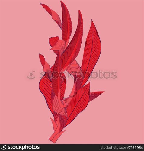 A pattern of spectacular exotic leaves. Tropical leaves. Banner and postcards, Printing on fabric and other surfaces. Vector illustration