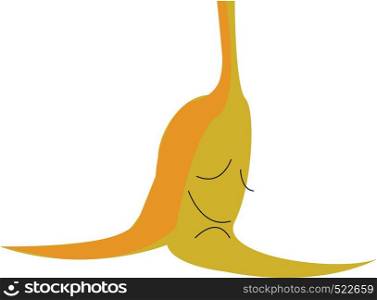 A peel of banana looking sleepy vector color drawing or illustration