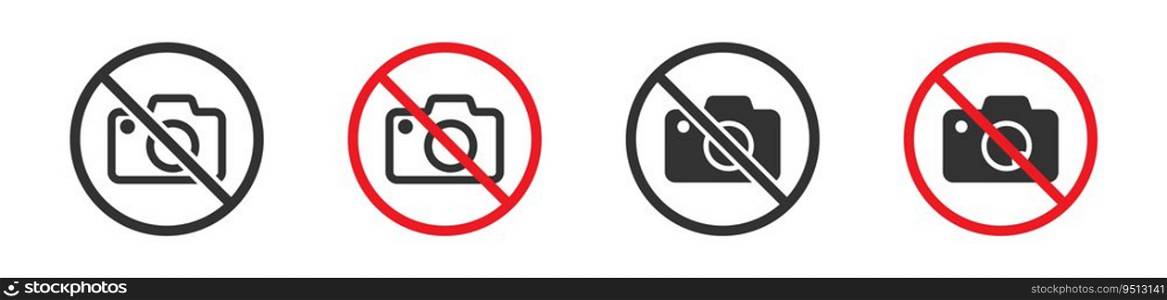 A Photo forbidden warning sign. No camera symbol. Vector illustration.