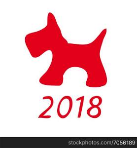 A picture of a dog. Schematic representation of red dog on white background as a symbol of the new 2018. Vector illustration.