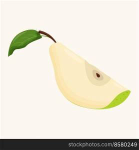 A piece of green pear isolated on white background. Flat vector illustration.. A piece of green pear isolated on white background. Flat vector illustration