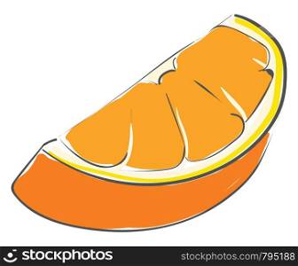 A piece of orange which is sweet vector color drawing or illustration