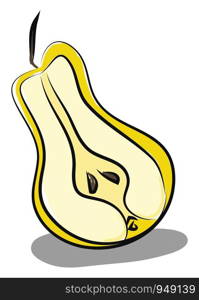 A piece of sliced yellow pear, vector, color drawing or illustration.