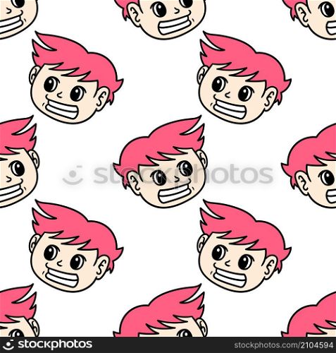 a pink haired man with a greasy face seamless pattern textile print