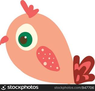A pink small bird with polka dot wings and designer tail vector color drawing or illustration