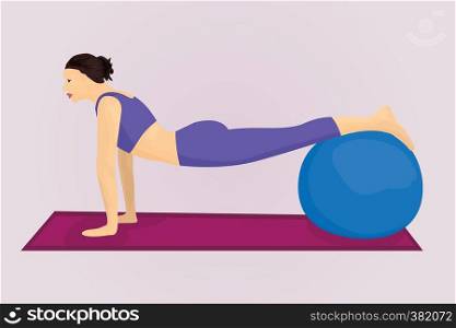 A plank position with a ball vector illustration