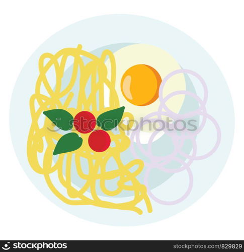 A plate of spaghetti vector or color illustration