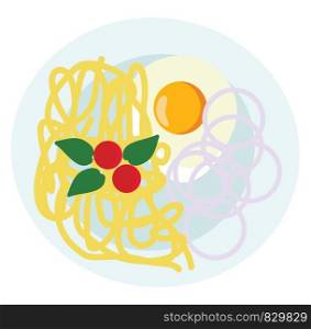 A plate of spaghetti vector or color illustration