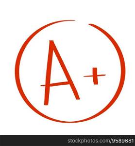 A Plus Red Grade Mark. School excel≤nt test and exam. Red icon inˆ≤. A Plus Red Grade Mark.