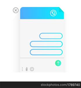 A pop-up online window to help the user. The messenger window. Chat bot for communication in the mobile smartphone app and on the website. Feedback template. Vector.. A pop-up online window to help the user. The messenger window. Chat bot for communication in the mobile smartphone app and on the website. Feedback template. Vector