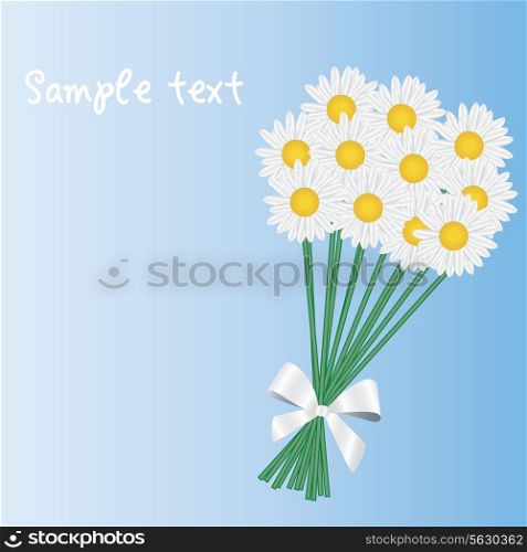 a posy of daisies tied with a white ribbon. Vector illustration