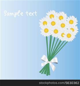 a posy of daisies tied with a white ribbon. Vector illustration