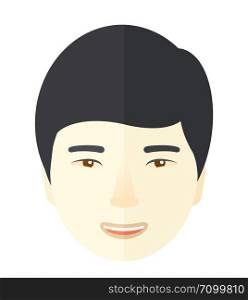 A proud happy young guy. A Contemporary style. Vector flat design illustration isolated white background. Square layout. Asian young guy.