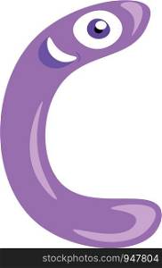 A purple color alphabetic creature has a smile on face vector color drawing or illustration