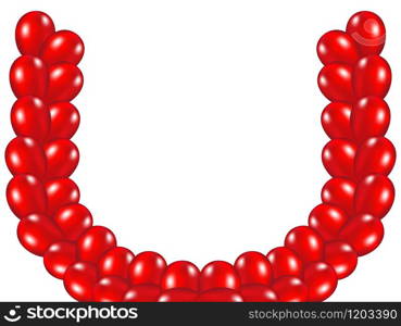 A rch of red balloons on white background vector illustration. rch of red balloons