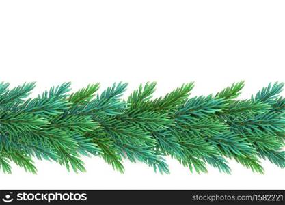 A realistic, detailed New Year&rsquo;s garland made of pine tree branches to create postcards, banners for the site. Realistic xmas decoration elements.