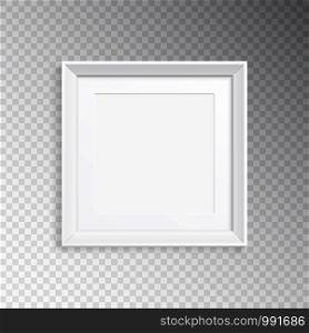 A realistic square frame with a mat for photography or painting. Mock up of the frame for your goods, letters, drawings, with a falling shadow.. A realistic square frame with a mat for photography or painting.