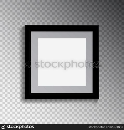 A realistic square frame with a mat for photography or painting. Mock up of the frame for your goods, letters, drawings, with a falling shadow.. A realistic square frame with a mat for photography or painting.