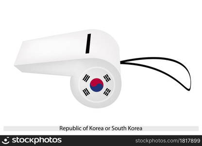 A Red and Blue Taeguk or Taiji Yin and Yang Symbol and Four Black Trigrams on White Field of The Republic of Korea or South Korea Flag on A Whistle.