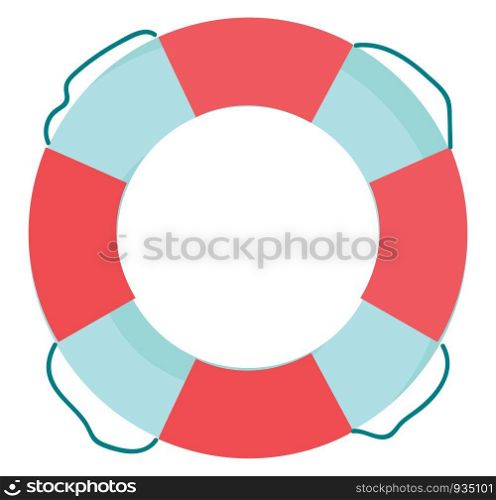 A red and white colored lifebuoy, vector, color drawing or illustration.