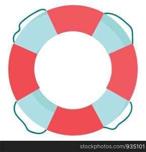 A red and white colored lifebuoy, vector, color drawing or illustration.