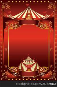 A red background circus with a large copy space and a big top for your message.
