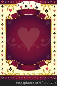 A red background for your Poker Tour with a heart shape. Write your message on the empty frame.