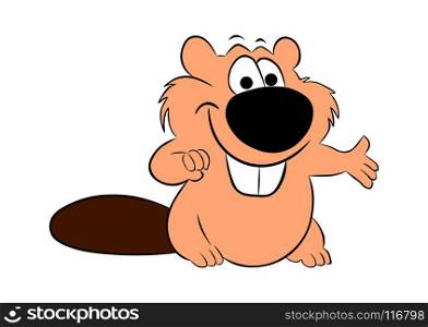 A red beaver is isolated on a white background.