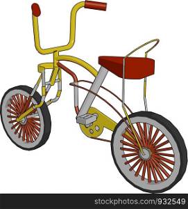 A red color child bike with a lower seat specially designed for kids ride a very comfortable vehicle not having carrier on the back side vector color drawing or illustration