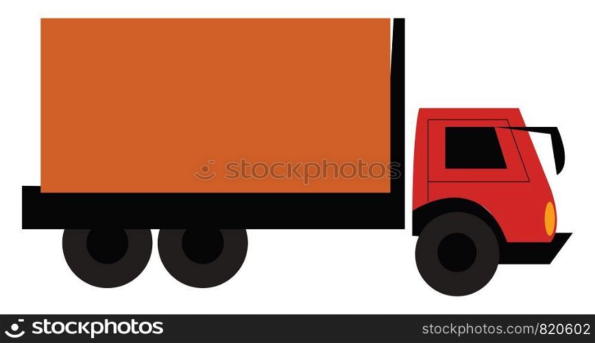 A red commercial truck vector or color illustration